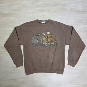 90s Endless Designs Women's Horse Pony Farm Sweatshirt Country Cottage‎ Large